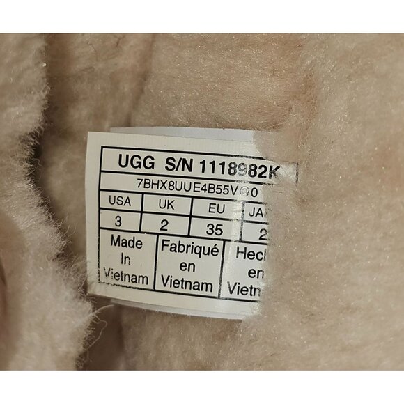 UGG Kid's Tan Suede Alena Shearling-Lined Moccasin Slippers Size 3 2513 - Picture 8 of 16